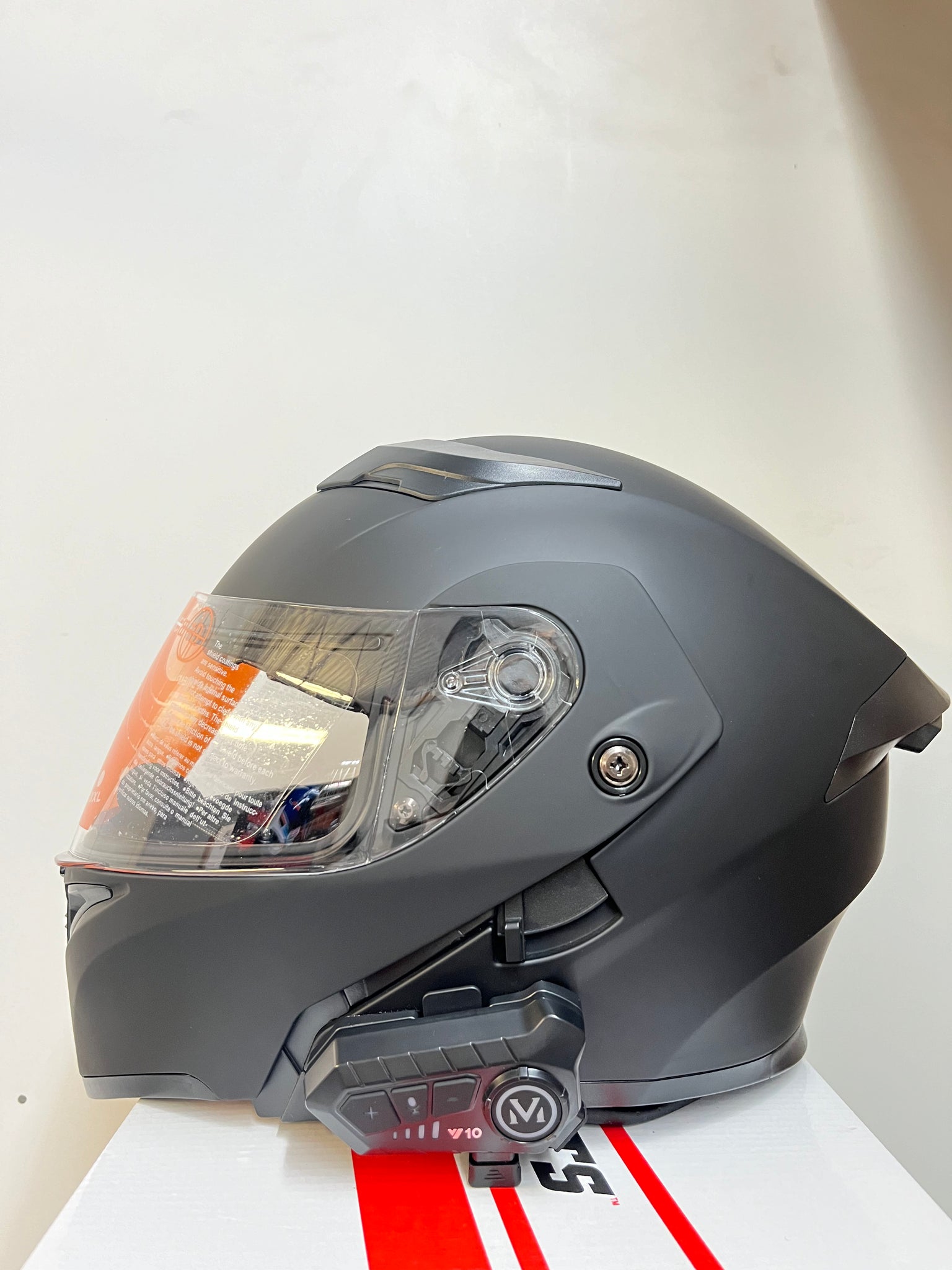 bluetooth motorcycle modular helmet BFR Black Modular Helmet with Light + Bluetooth