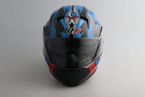 Modular Flip-Up Motorcycle Helmet- Wolf Black, Blue Shiny