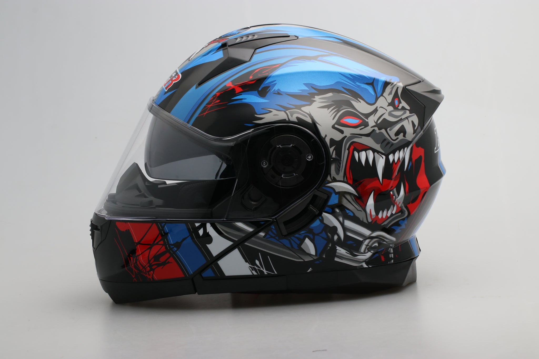 flip up motorcycle helmet plasma blue Modular Flip-Up Motorcycle Helmet- Wolf Black, Blue Shiny