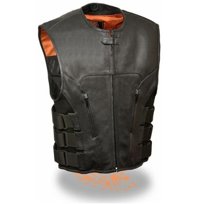 Milwaukee Leather MLM3500 Men's SWAT Style Black Leather Vest
