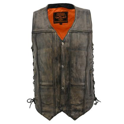 Men's Club Style Vest w/ Zipper & Snap Front Closure LKM3710