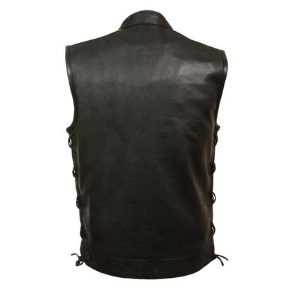 Milwaukee Leather LKM3712 Men's Side Lace Front Snap and Zipper Leather Club Vest