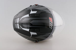 black and white stripe motorcycle helmet 3/4 Black and White Striped Open Face Motorcycle Helmet with Dual Viso
