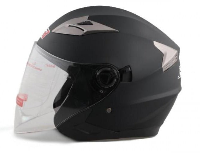 DOT Black Open Face Motorcycle Helmet with Dual Visor Shield