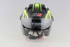 3/4 Lime Green Open Face Motorcycle Helmet with Dual Visor Shield 3/4 Lime Green Open Face Motorcycle Helmet with Dual Visor Shield