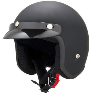 3/4 Open Face Motorcycle Helmet Finish Black