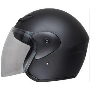 DOT Black Open Face Motorcycle Helmet with Single Visor Shield