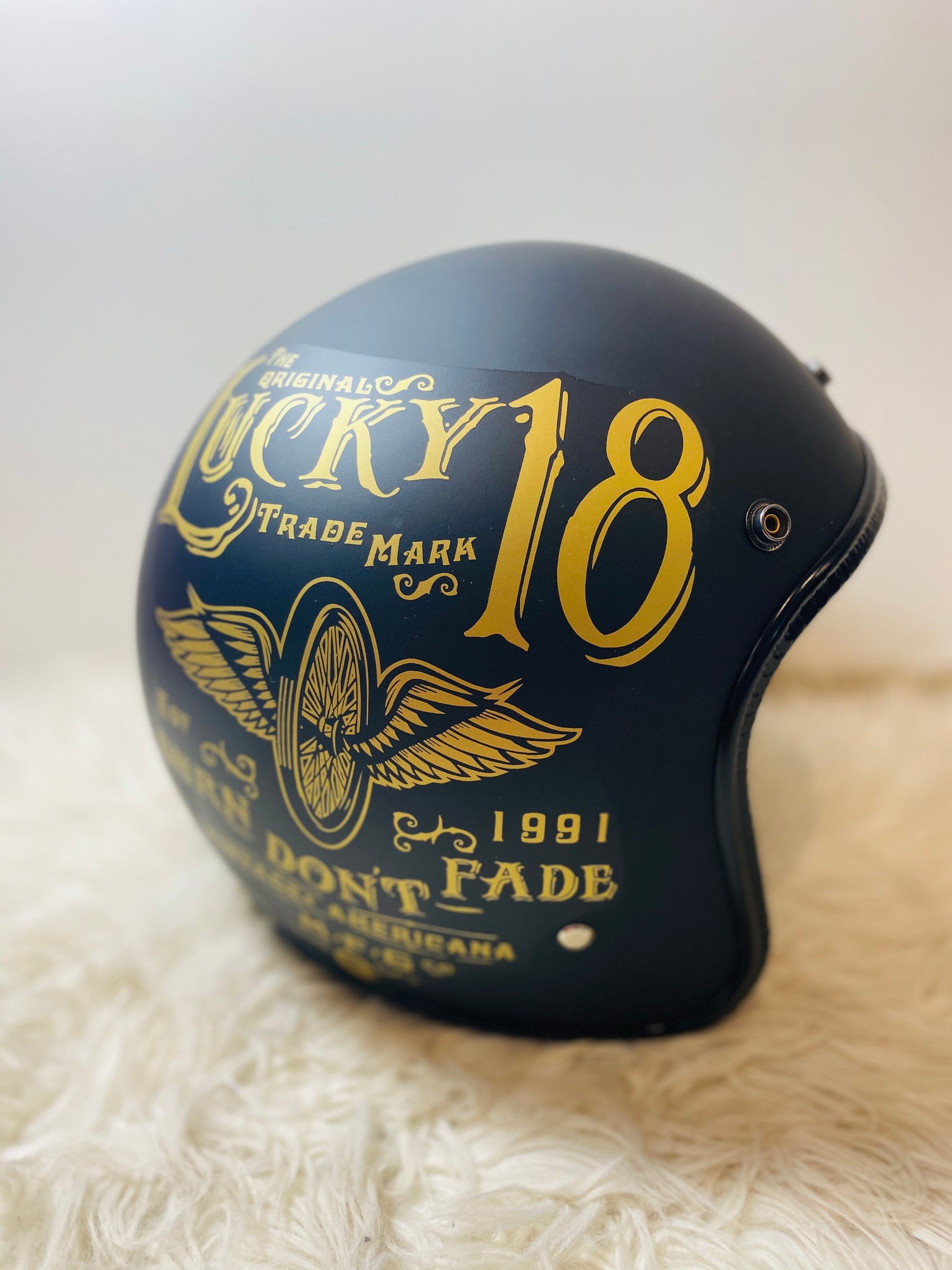 BFR Lucky 18 Black 3/4 Motorcycle Helmet