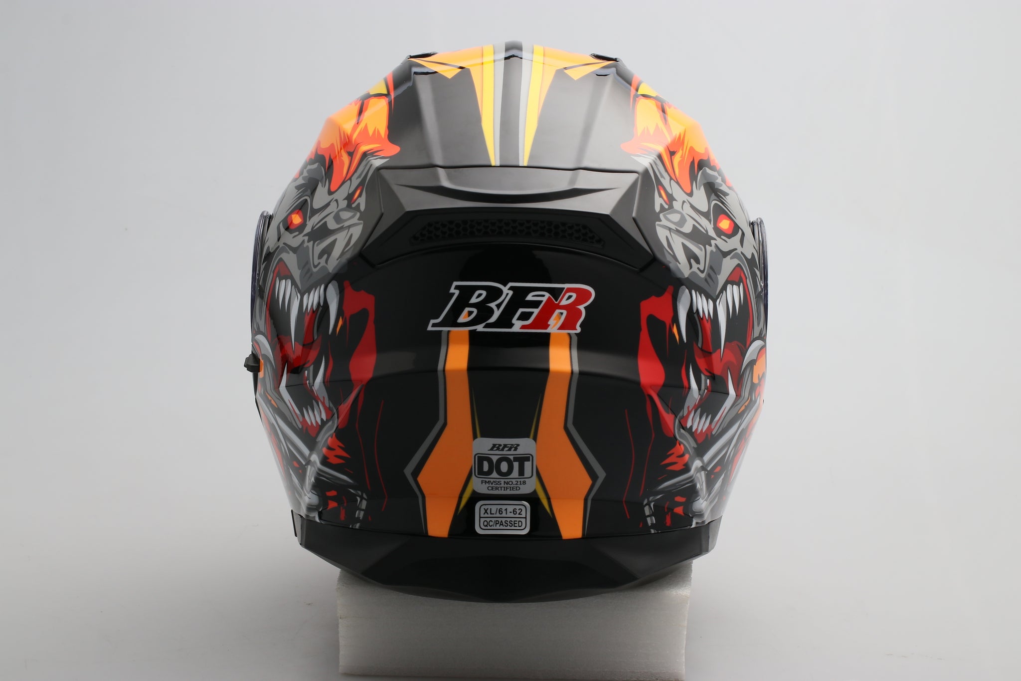 Modular Flip-Up Motorcycle Helmet- Wolf Black Orange Shiny