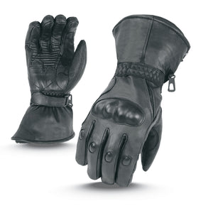 Men's Black Leather waterproof Gaunlet Gloves