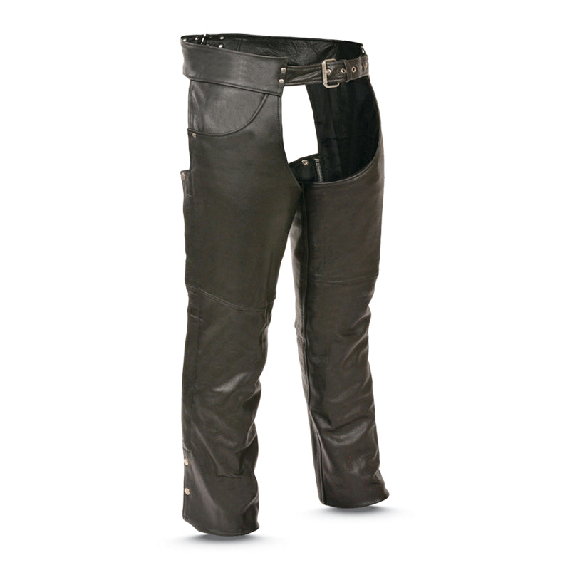 Classic Black Leather Hip Chaps-BFR 3033