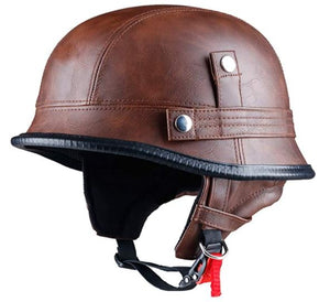 German Motorcycle Brown Leather Helmet 