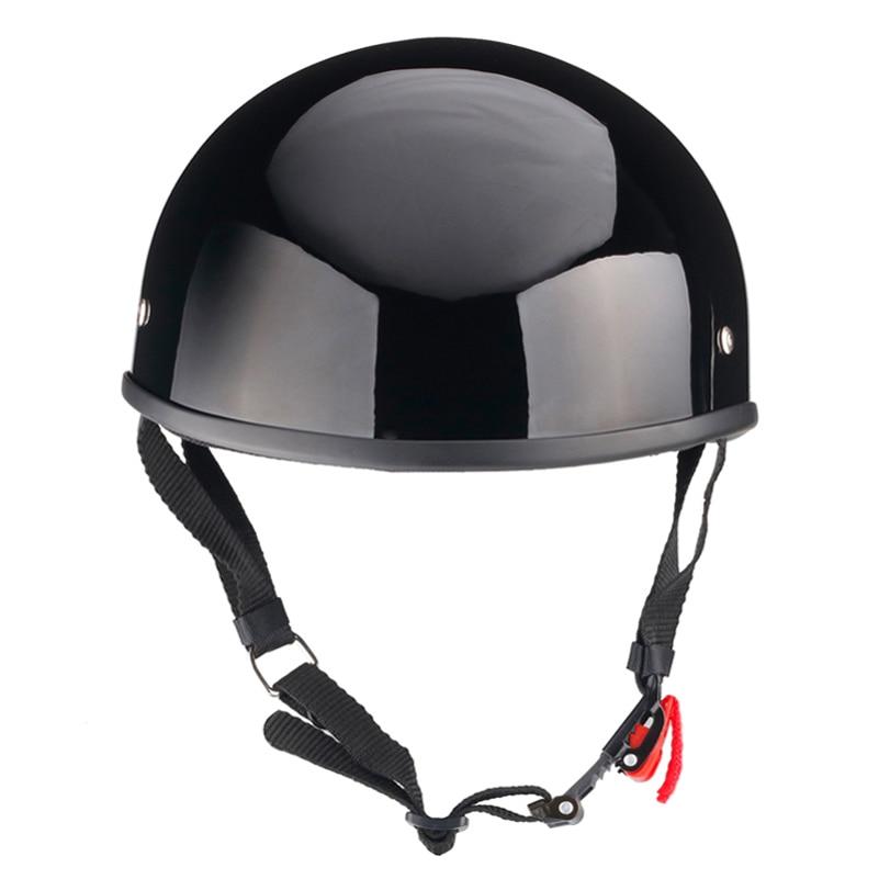 Skull Cap Chopper Half Motorcycle Helmet Gloss Black DOT Approved.