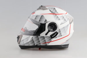 Modular Flip-Up Motorcycle Helmet- White & Black. BFR 160
