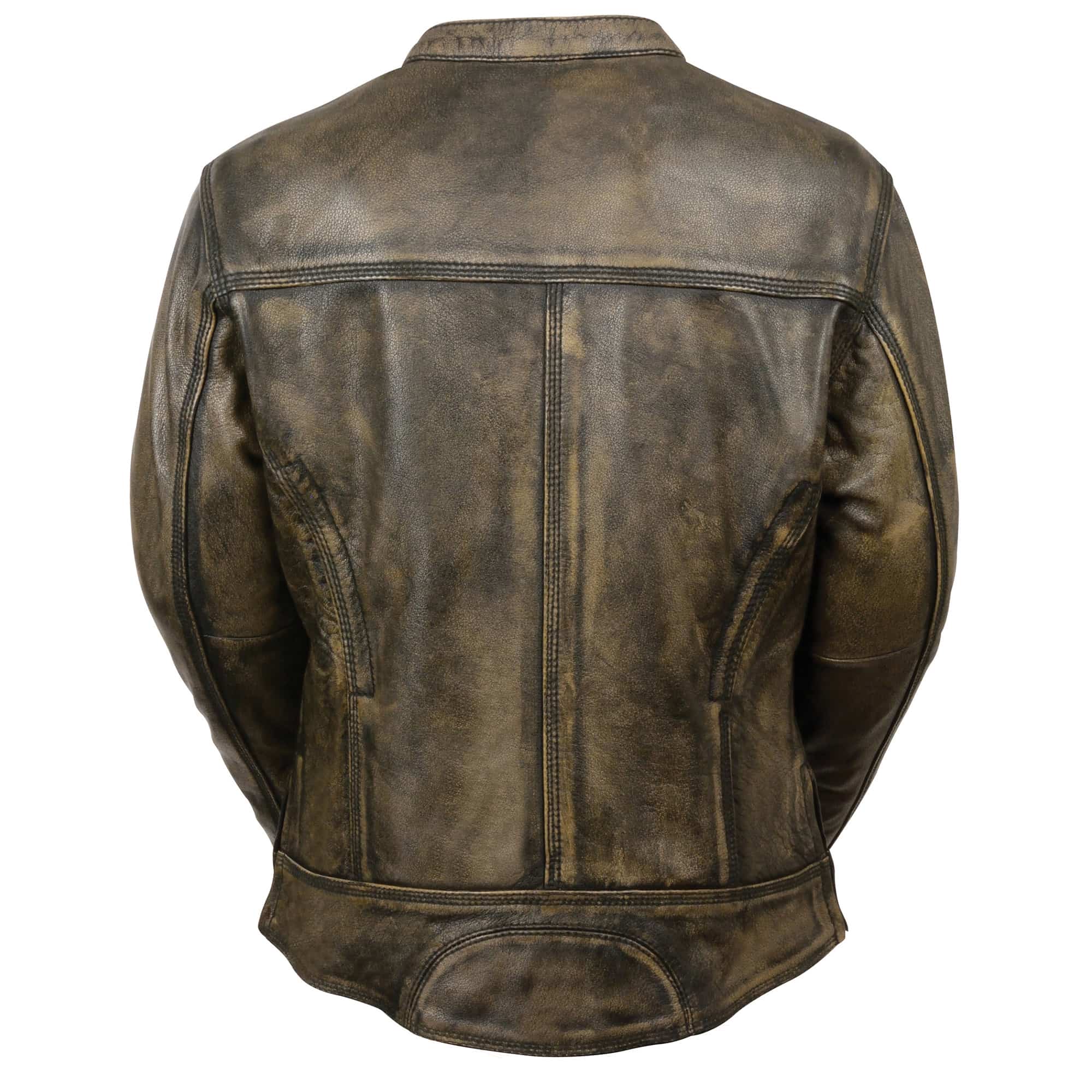 Women’s Brown Distressed Scooter Jacket w/ Venting