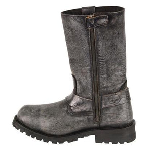 Milwaukee Leather BFR 9006 Men's Distressed Gray 11 Inch Classic Harness Square Toe Boots. Motorcycle Boot, Milwaukee boot.