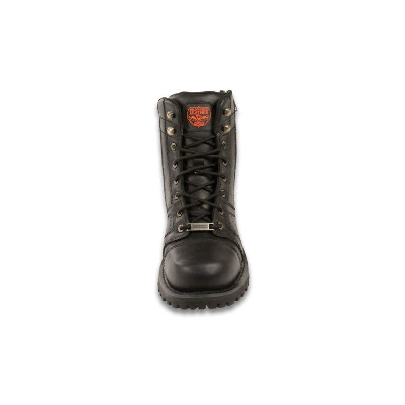 Milwaukee Leather BFR 9000 Men's Lace-Up Black Leather Boots With Side Zipper Entry 100% Leather. Milwaukee boots. Motorcycle boots.