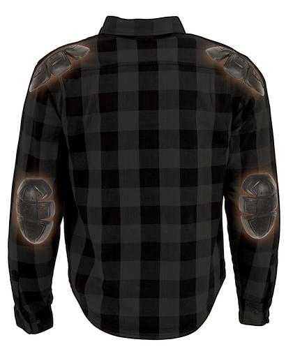 MilwaukeePerformanceMPM1630-Black-GREY. Biker shirt kevlar Motorcycle. Plaid shirt.