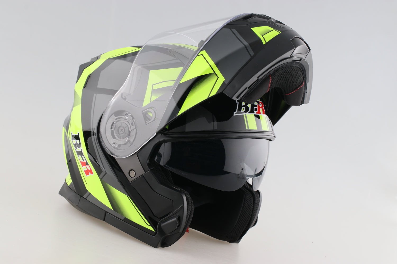 black and lime green motorcycle helmet Modular Flip-Up Motorcycle Helmet- Lime Green