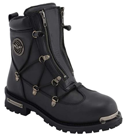 Milwaukee Leather MBM9075 Diamond Men's 6" Twin Zipper Lock Riding Boots 100% Leather Rubber sole. Motorcycle Boot. Milwaukee boot. Harley boot.