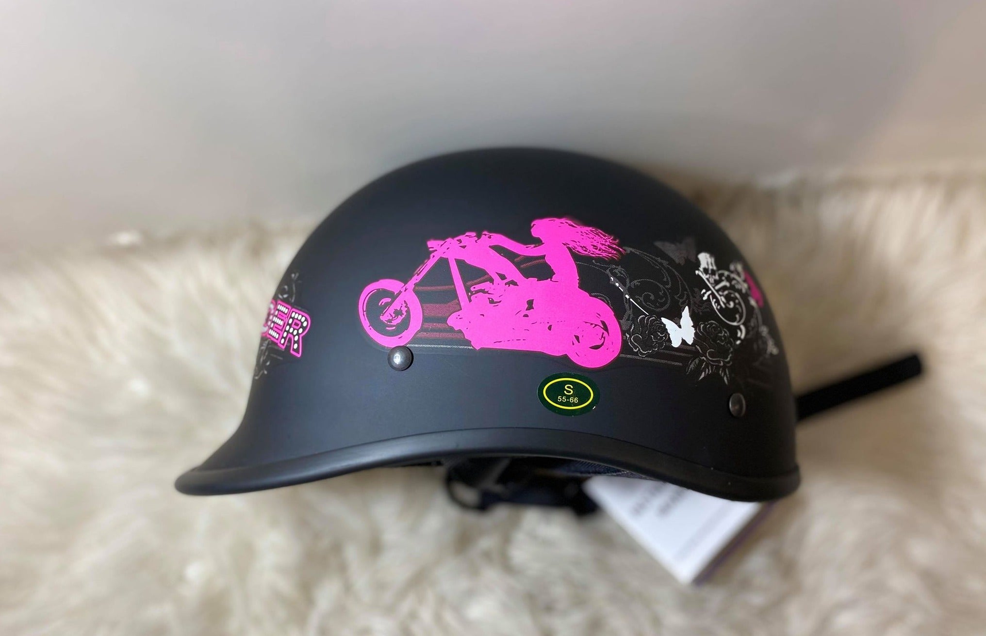 Lady rider DOT Motorcycle Polo Helmet-Pink