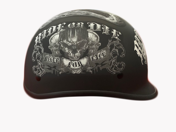 DOT Ride or Die Skull Matte Polo Motorcycle Helmet