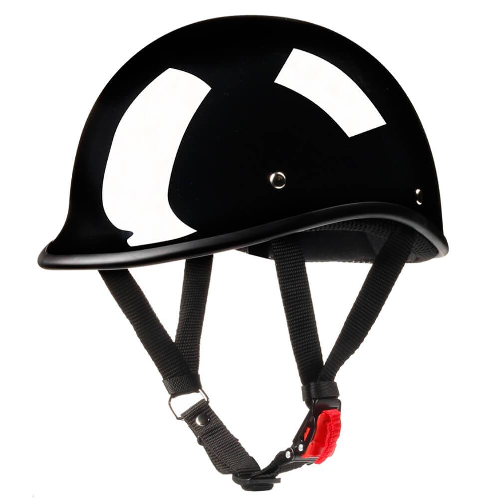 DOT Polo Style Gloss Black Motorcycle Helmet