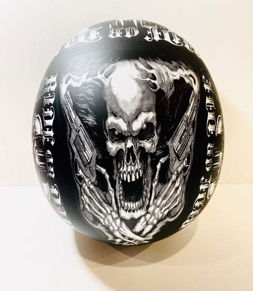 dot matte skull motorcycle helmet MPH9724 w/ Drop Sun Visor Web & Graphic Matte HighwayLeather No more mushroom head Outlaw Helmets T99 Matte Black
