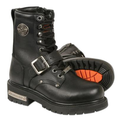 Milwaukee Leather Women's 14-Inch Black Leather Harness Motorcycle Boots (Lace-Up & Zipper, Sizes 5-11)