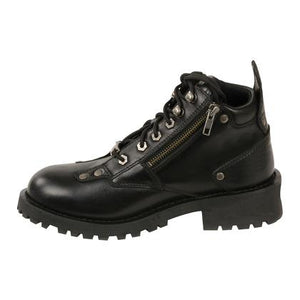 Milwaukee Leather MBM 9335 Milwaukee Leather MBL9335 Women's Black Low Cut Lace-Up Leather Riding Boots with Zippers