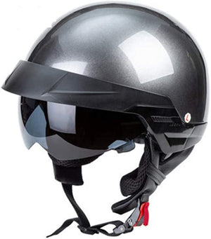 BFR Open Face Crash Jet Helmet DOT/ECE Approved-Shiny Grey Black