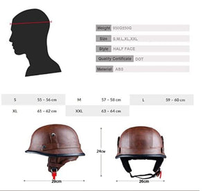 German Motorcycle Brown Leather Helmet 